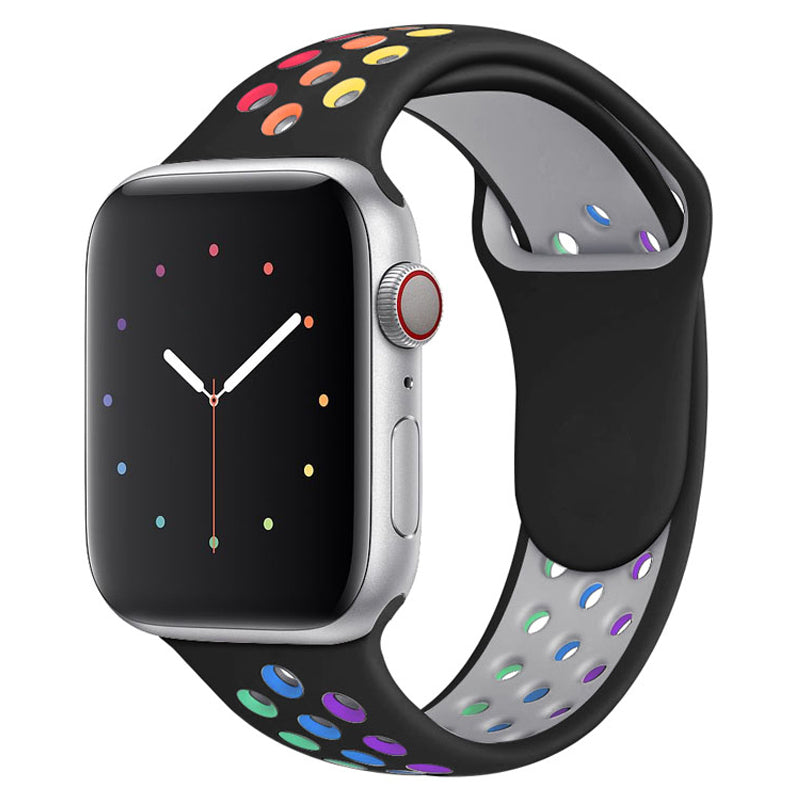 For Apple Watch Series 9 8 7 41mm 6 5 4 SE (2023) SE(2022) SE 40mm 3 2 1 38mm Dual Color Rainbow Silicone Watch Strap Adjustable Wrist Band For Apple Watch Series 9 8 7 41mm 6 5 4 SE (2023) SE(2022) SE 40mm 3 2 1 38mm Dual Color Rainbow Silicone Watch Strap Adjustable Wrist Band